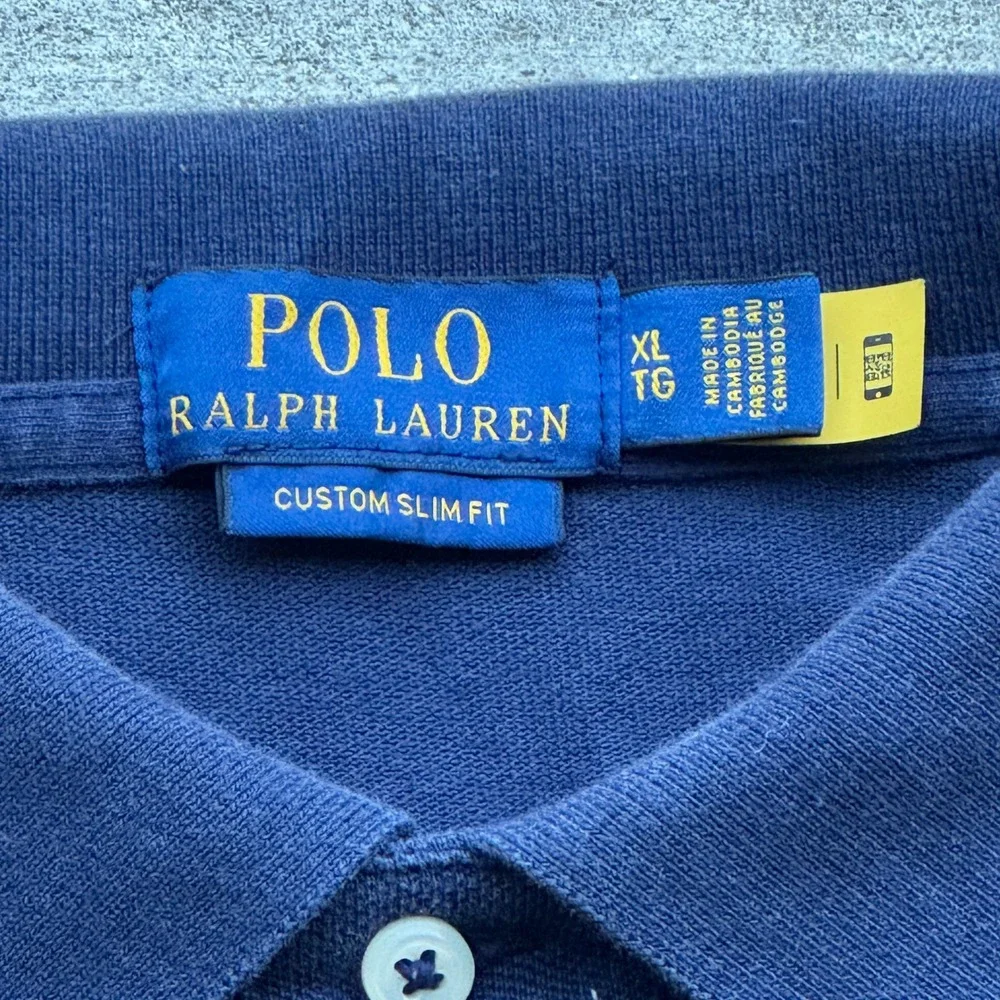 Polo Ralph Lauren Mens XL Custom Slim Fit Big Pony Yacht Club Polo Shirt Navy